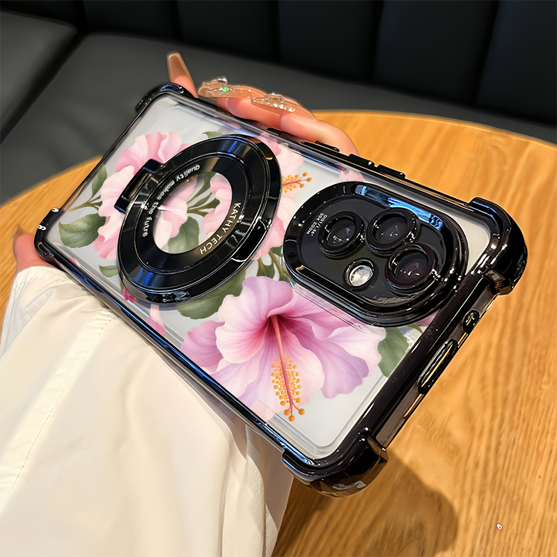 Oppo A78 - เคสโทรศัพท์ลายดอกชบาสีชมพูสำหรับ OPPO A98 A97 A95 A92
