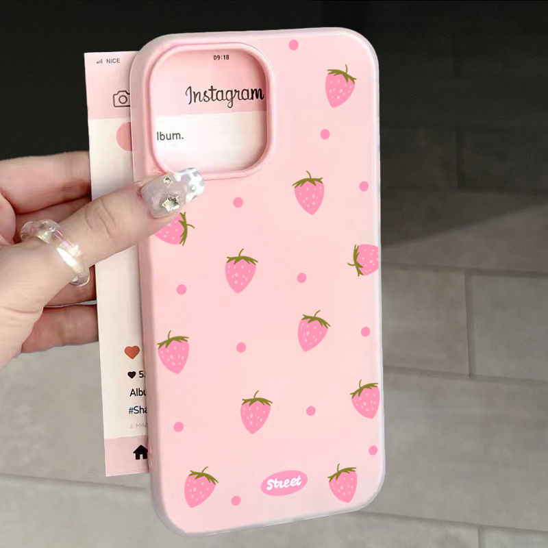 Xiaomi Redmi Note 14 - เคสโทรศัพท์ลายสตรอว์เบอร์รีสีชมพูหวาน สำหรับ Redmi 10 11 12