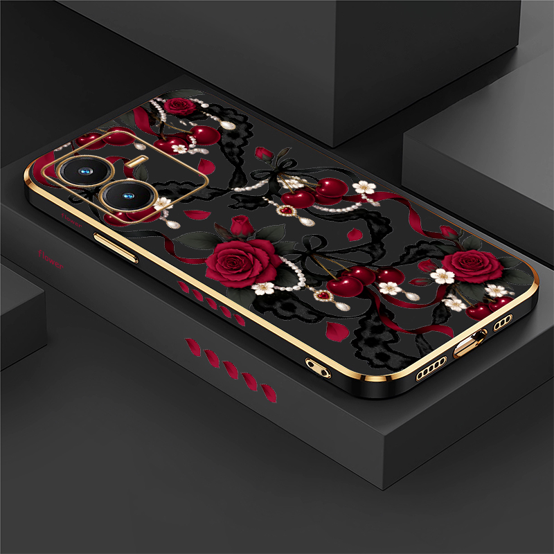 Vivo Y28 - เคสลายดอกกุหลาบสำหรับ Vivo Y28 S Y27 Y22