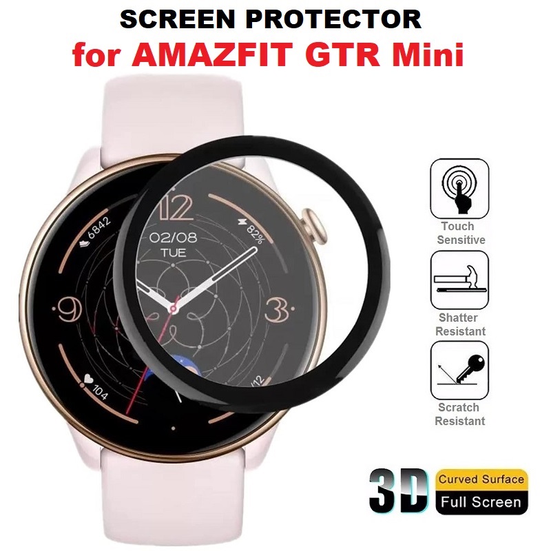 Curved Edge Screen - ฟิล์มป้องกันหน้าจอ3D ขอบโค้งมน3ชิ้นสำหรับ amazfit GTR MINI smartwatch
